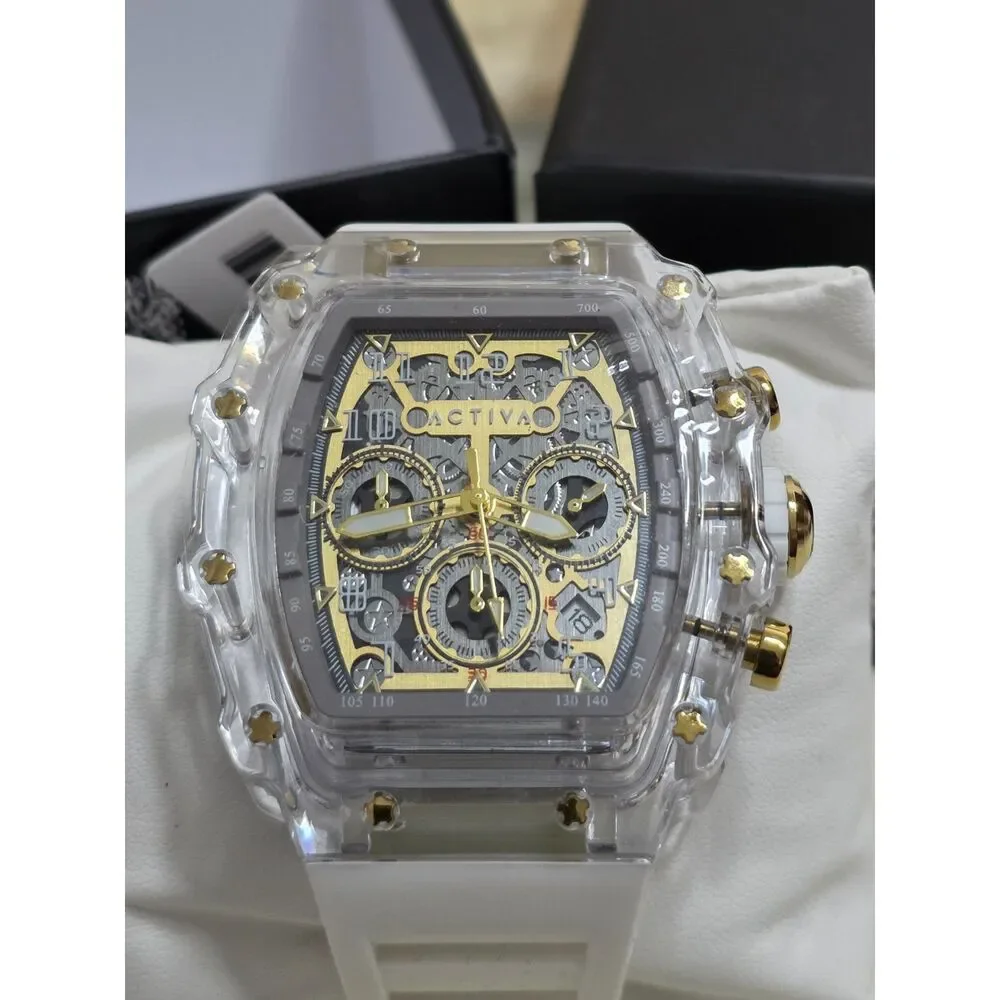 New Activa Fury X by Invicta Skeleton Dial Sport Watch- Clear & Gold ACW2305-023